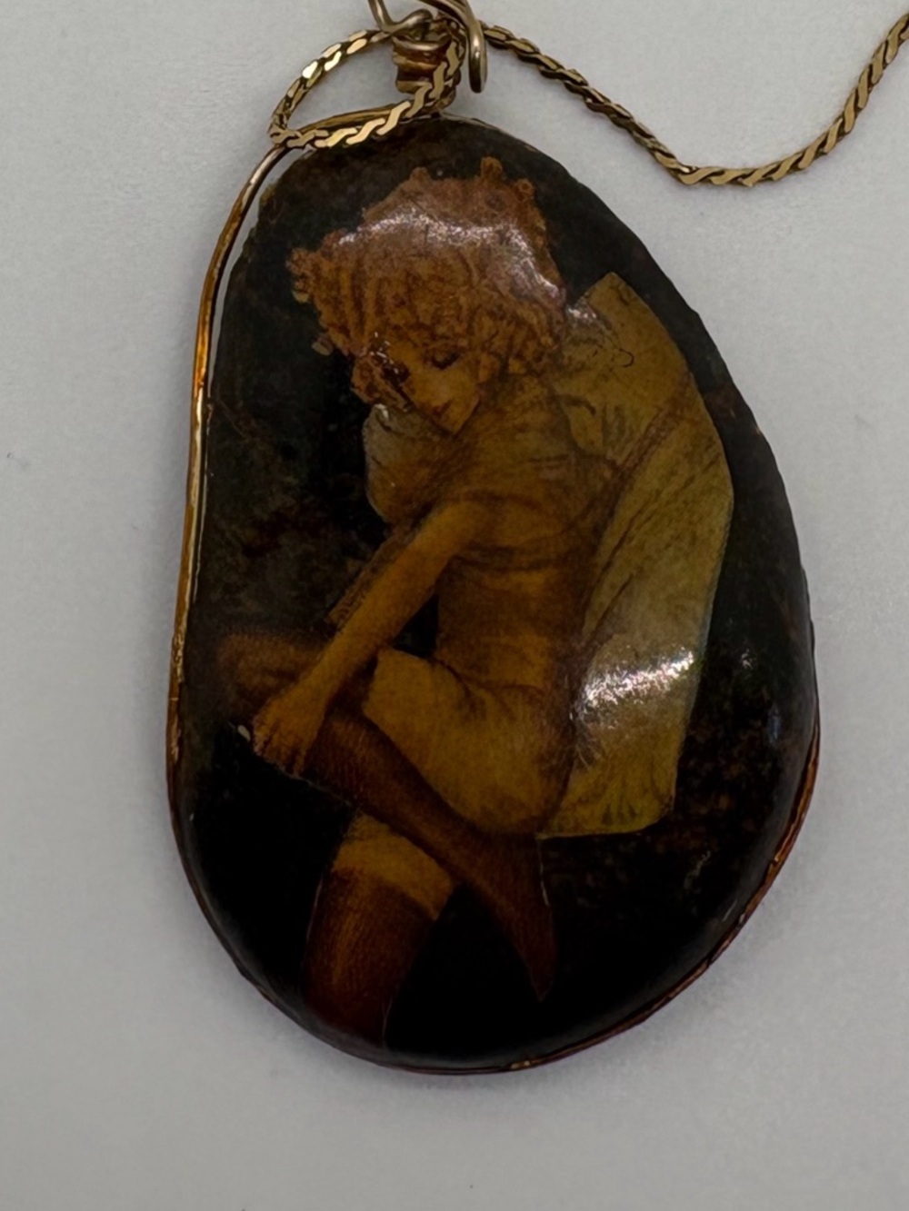 Brown and Gold Fairy Pendant Necklace